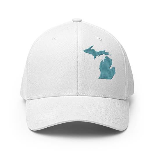 Michigan Fitted Baseball Cap | Huron Blue Outline