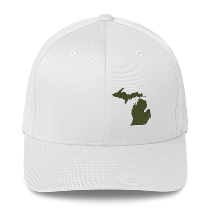 Michigan Fitted Baseball Cap | Army Green Outline