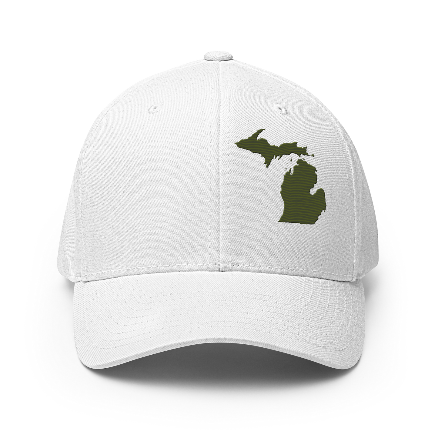 Michigan Fitted Baseball Cap | Army Green Outline