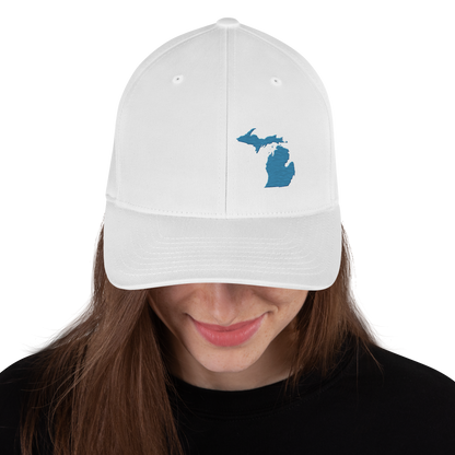 Michigan Fitted Baseball Cap | Traverse Blue Outline