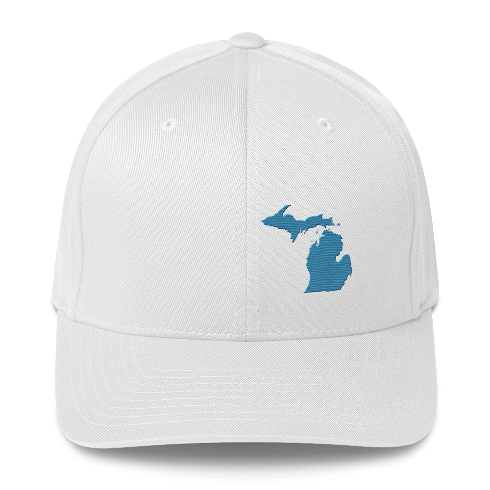 Michigan Fitted Baseball Cap | Traverse Blue Outline