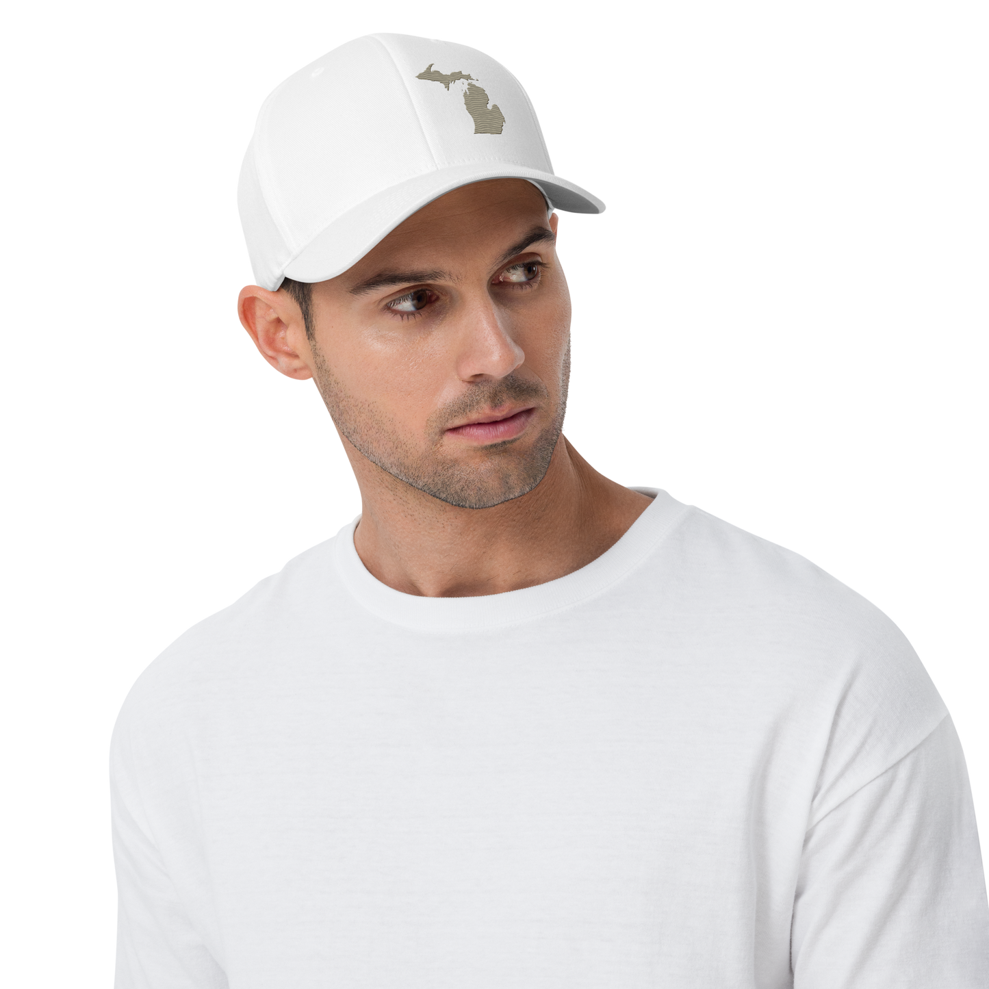 Michigan Fitted Baseball Cap | Petoskey Beige Outline