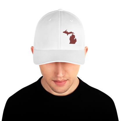 Michigan Fitted Baseball Cap | Ore Dock Red Outline