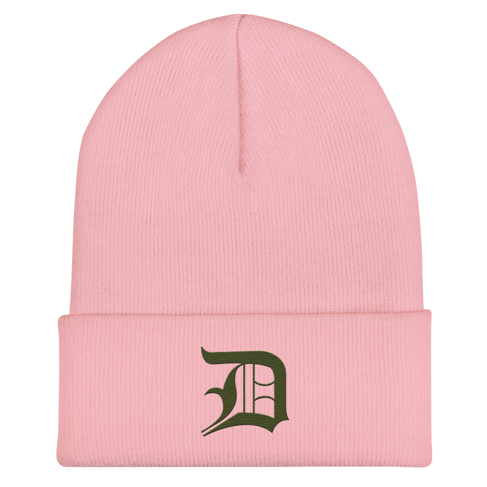 Detroit 'Old English D' Cuffed Beanie (Army Green)