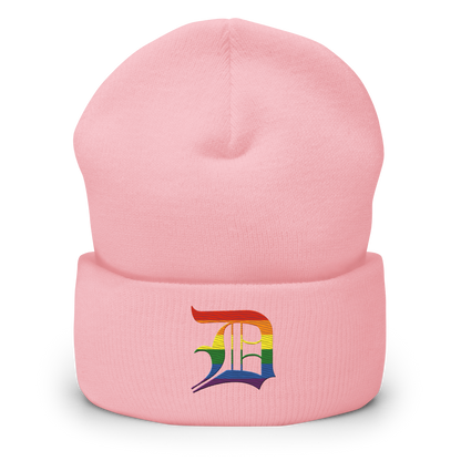 Detroit 'Old English D' Cuffed Beanie (Rainbow Pride Edition)