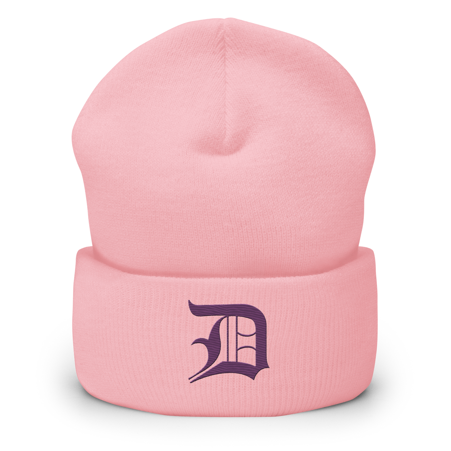 Detroit 'Old English D' Cuffed Beanie (Plum)