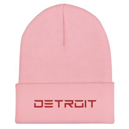 'Detroit' Cuffed Beanie (Electric Font) | Red