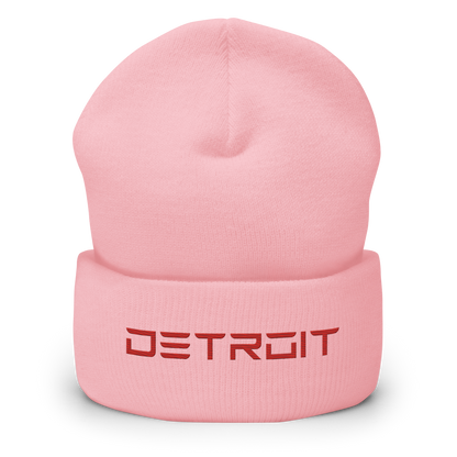 'Detroit' Cuffed Beanie (Electric Font) | Red