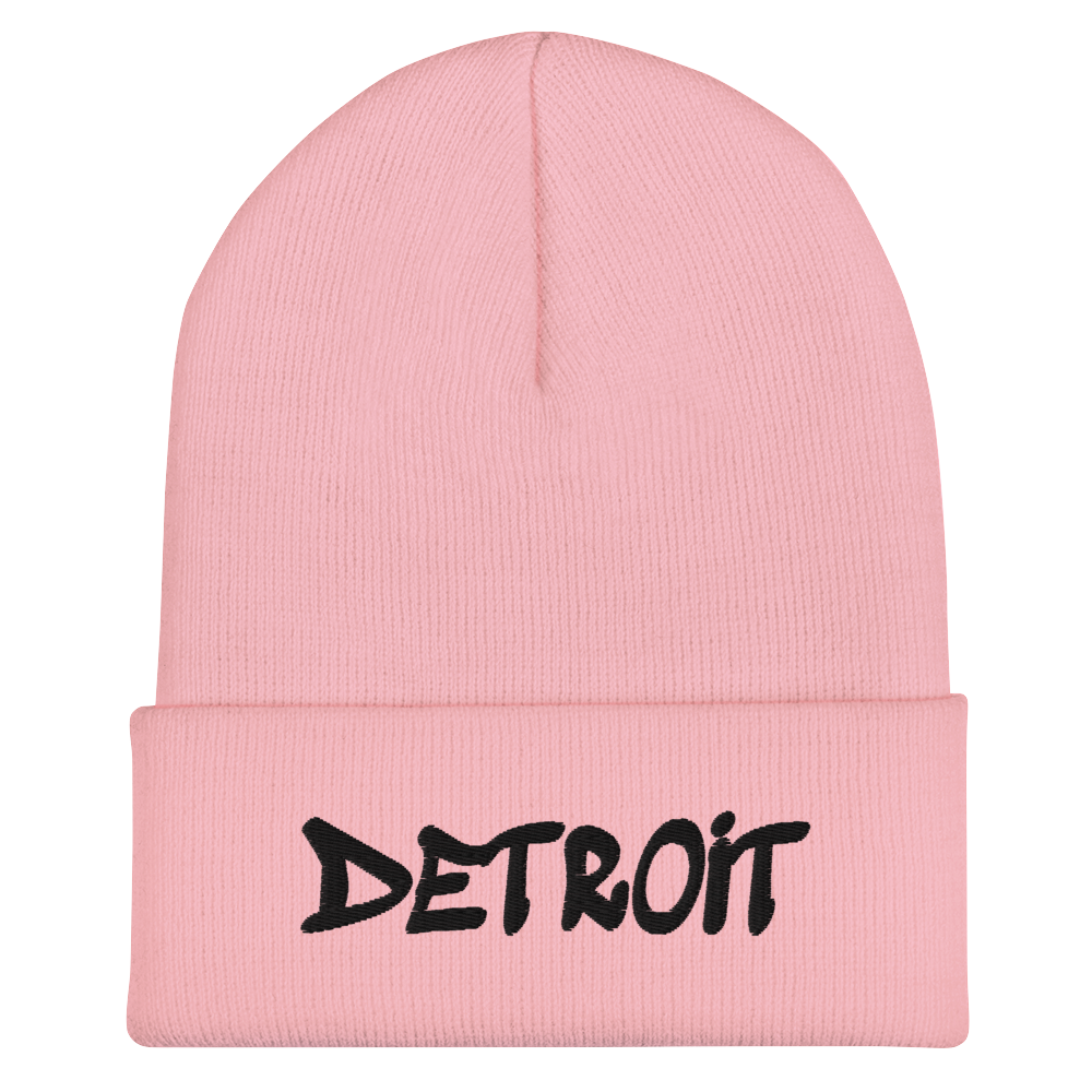 'Detroit' Cuffed Beanie (Tag Font) | Black