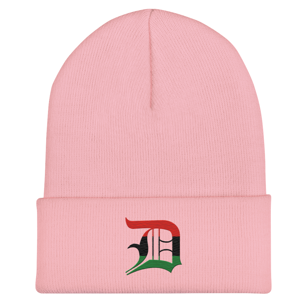 Detroit 'Old English D' Cuffed Beanie (Pan-African Edition)