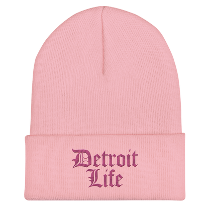 'Detroit Life' Cuffed Beanie | Apple Blossom Pink