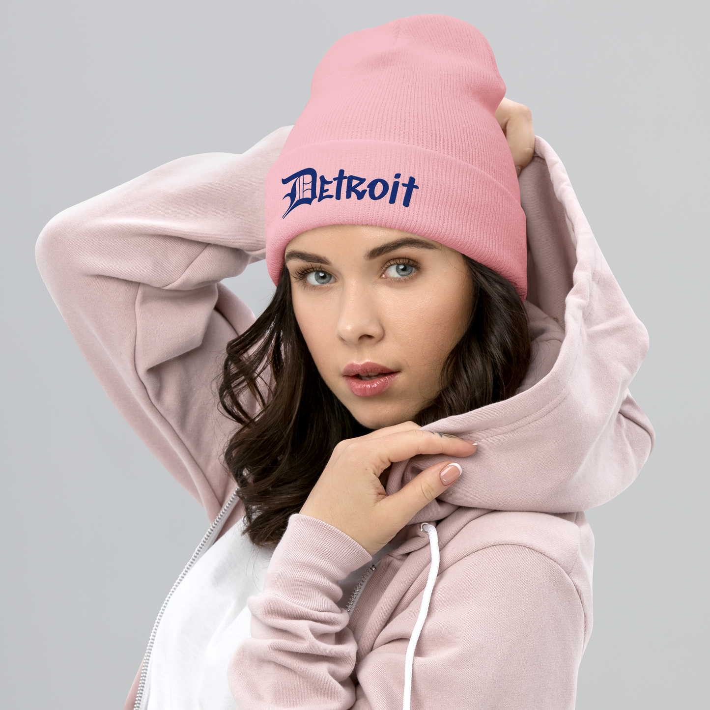 'Detroit' Cuffed Beanie (OED Tag Font) | Bourbon Blue