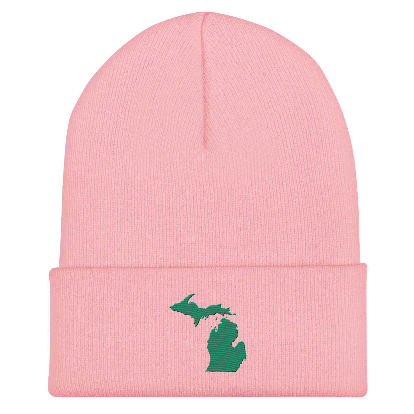 Michigan Cuffed Beanie | Emerald Green Outline