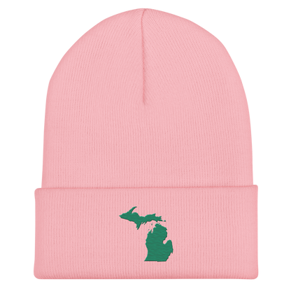 Michigan Cuffed Beanie | Emerald Green Outline