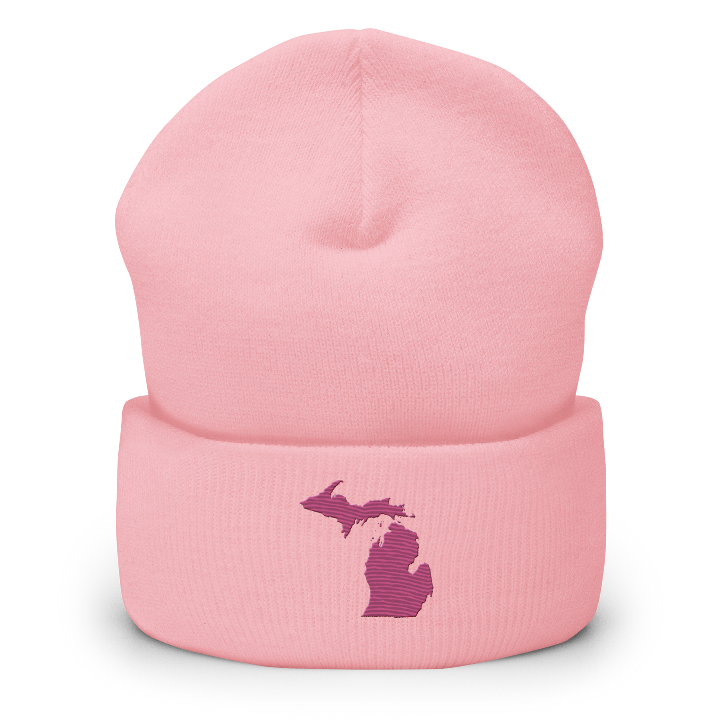 Michigan Cuffed Beanie | Apple Blossom Pink Outline