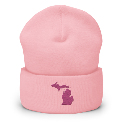 Michigan Cuffed Beanie | Apple Blossom Pink Outline