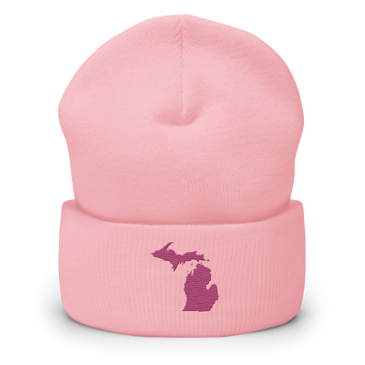 Michigan Cuffed Beanie | Apple Blossom Pink Outline