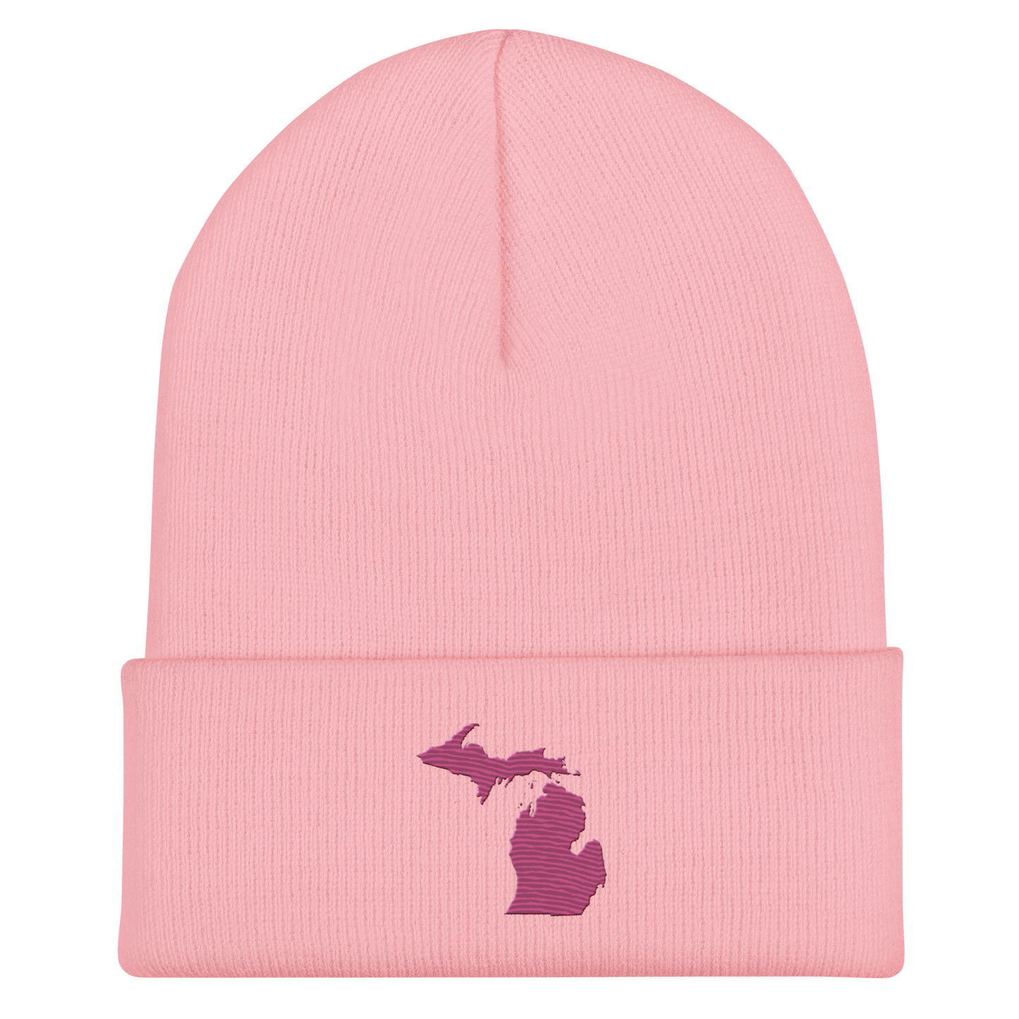 Michigan Cuffed Beanie | Apple Blossom Pink Outline