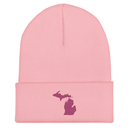 Michigan Cuffed Beanie | Apple Blossom Pink Outline