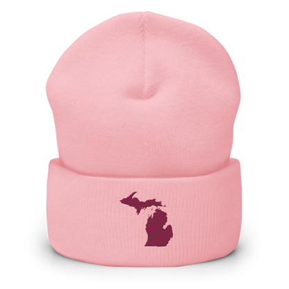 Michigan Cuffed Beanie | Ruby Red Outline