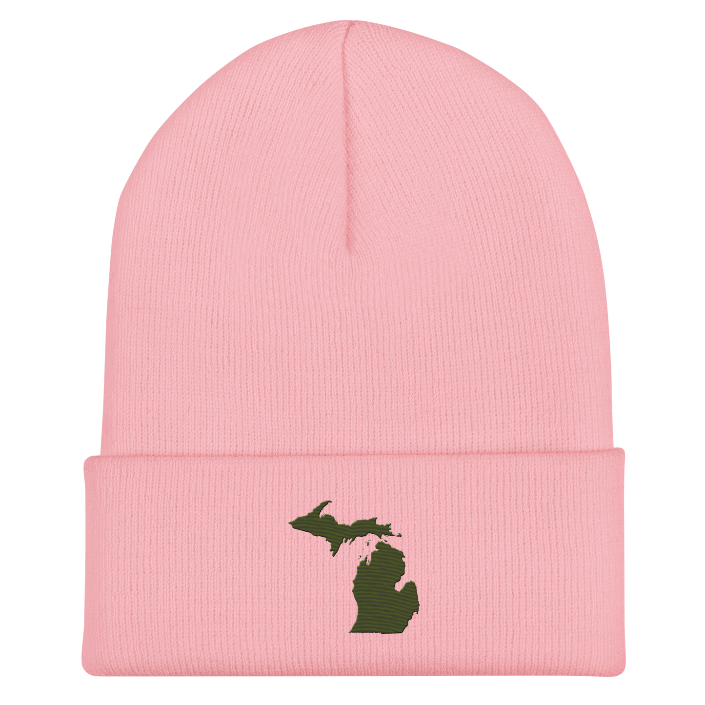 Michigan Cuffed Beanie | Army Green Outline