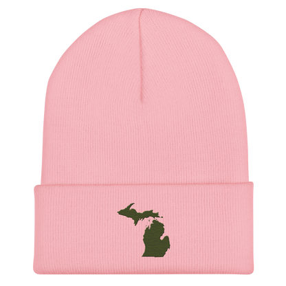 Michigan Cuffed Beanie | Army Green Outline