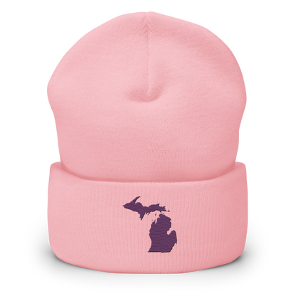 Michigan Cuffed Beanie | Plum Outline