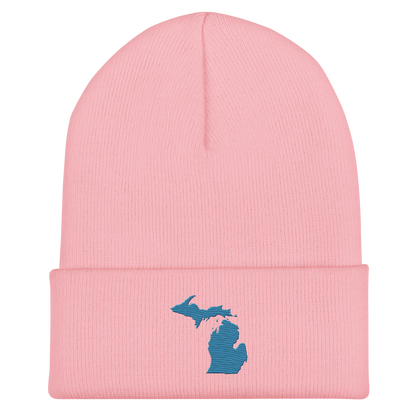 Michigan Cuffed Beanie | Traverse Blue Outline