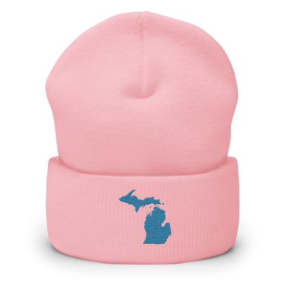 Michigan Cuffed Beanie | Traverse Blue Outline