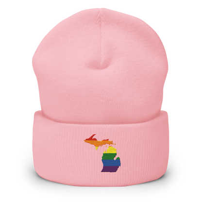 Michigan Cuffed Beanie | Rainbow Pride Outline