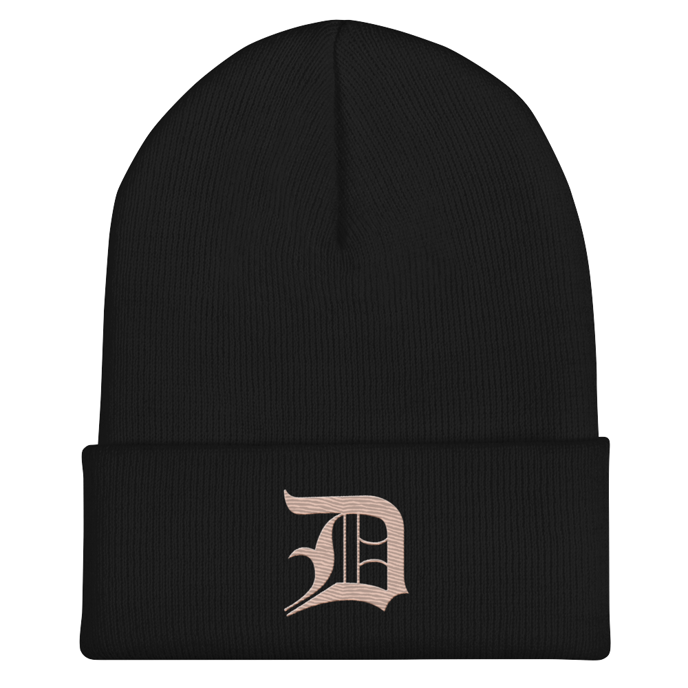 Detroit 'Old English D' Cuffed Beanie (Rose Gold)