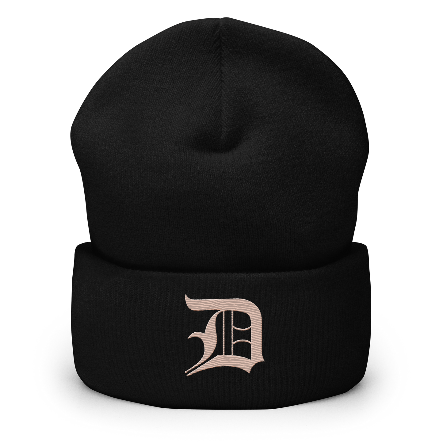 Detroit 'Old English D' Cuffed Beanie (Rose Gold)