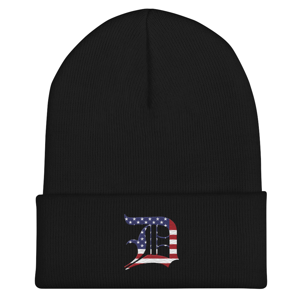 Detroit 'Old English D' Cuffed Beanie (Patriotic Edition)