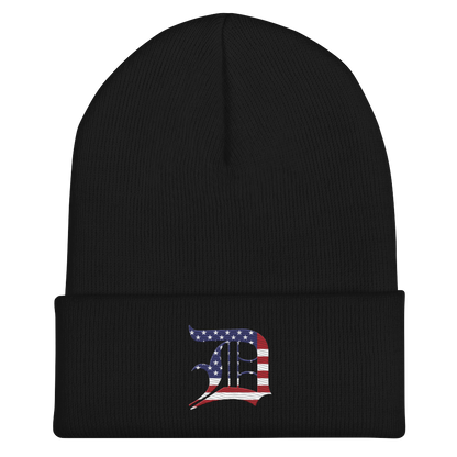 Detroit 'Old English D' Cuffed Beanie (Patriotic Edition)