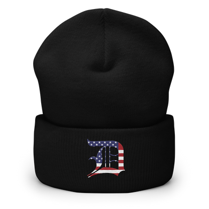 Detroit 'Old English D' Cuffed Beanie (Patriotic Edition)