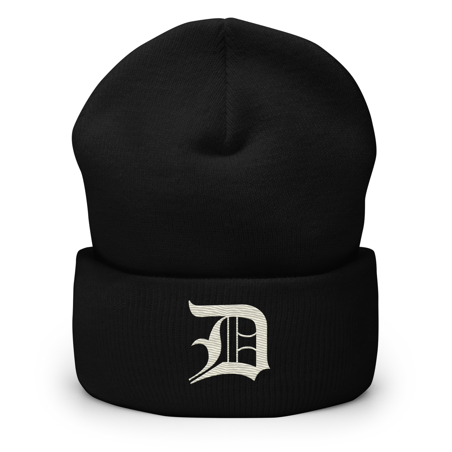 Detroit 'Old English D' Cuffed Beanie (Ivory White)