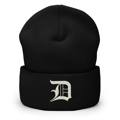 Detroit 'Old English D' Cuffed Beanie (Ivory White)