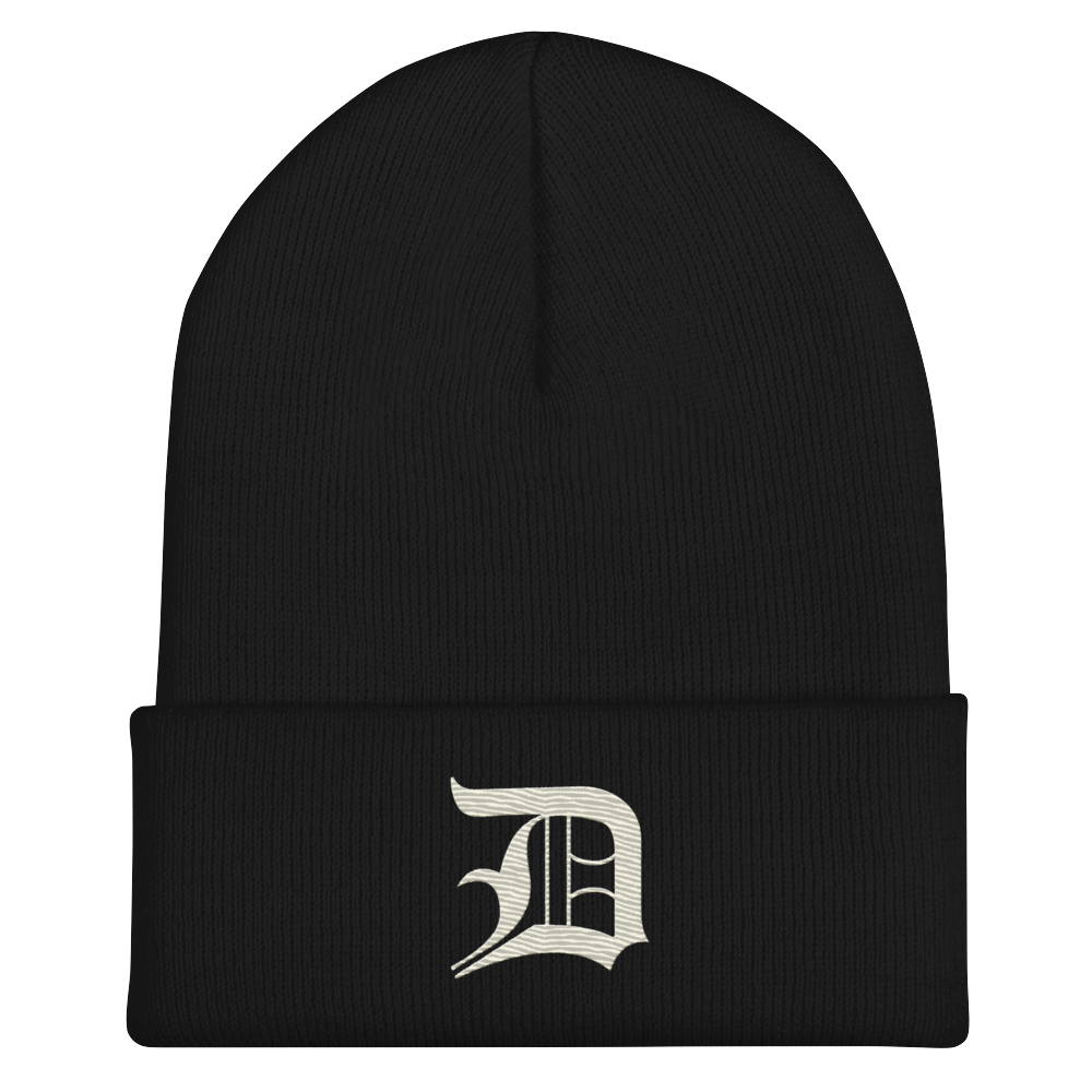 Detroit 'Old English D' Cuffed Beanie (Ivory White)