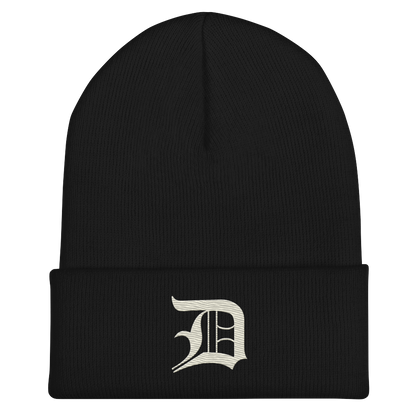 Detroit 'Old English D' Cuffed Beanie (Ivory White)