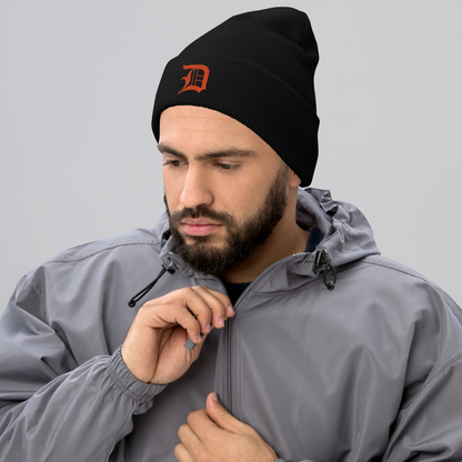 Detroit 'Old English D' Cuffed Beanie (Maple Leaf Orange)