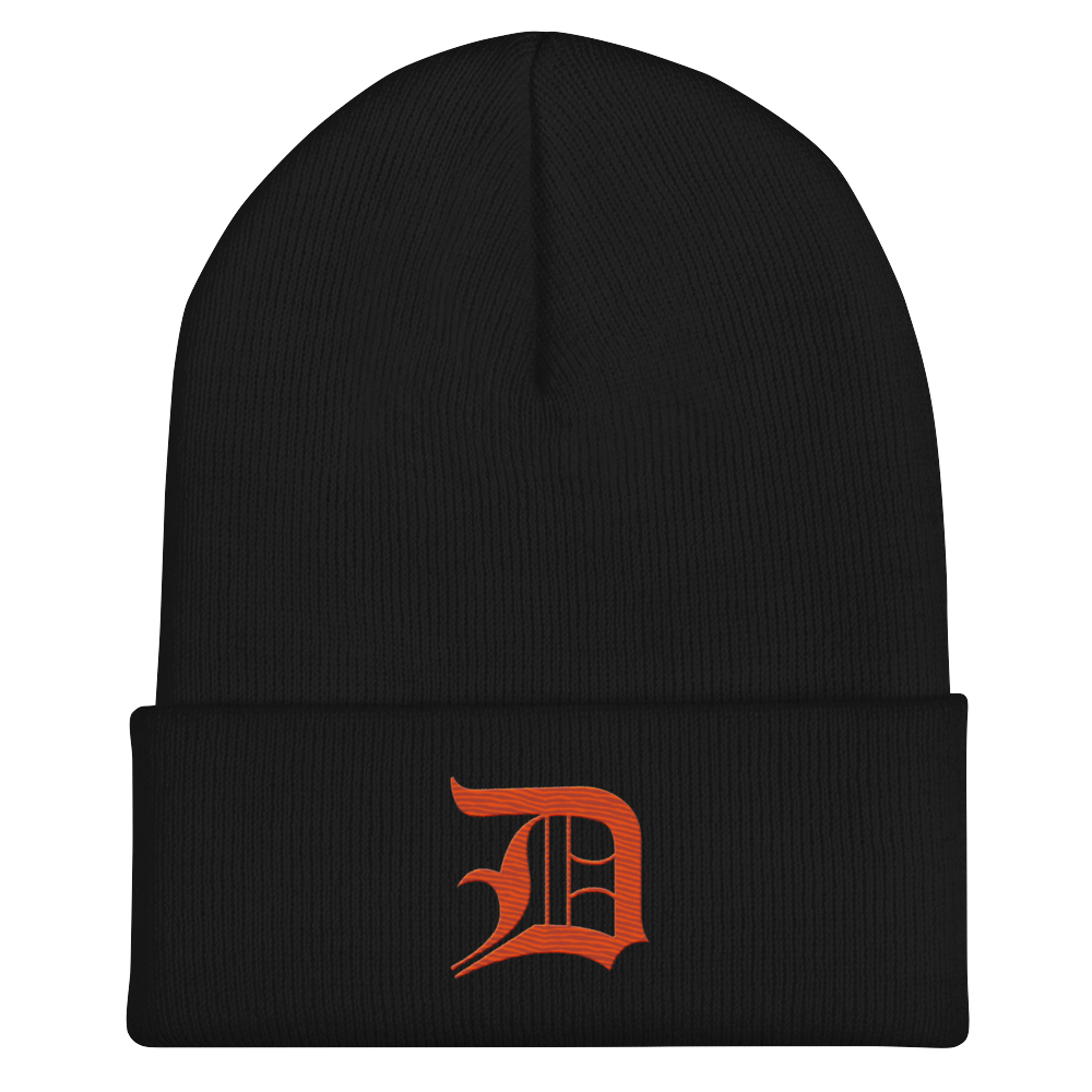 Detroit 'Old English D' Cuffed Beanie (Maple Leaf Orange)