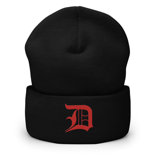 Detroit 'Old English D' Cuffed Beanie (Aliform Red)