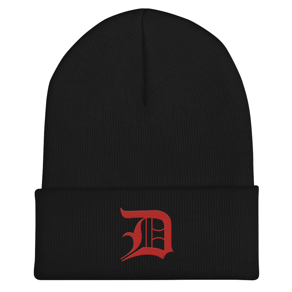 Detroit 'Old English D' Cuffed Beanie (Aliform Red)