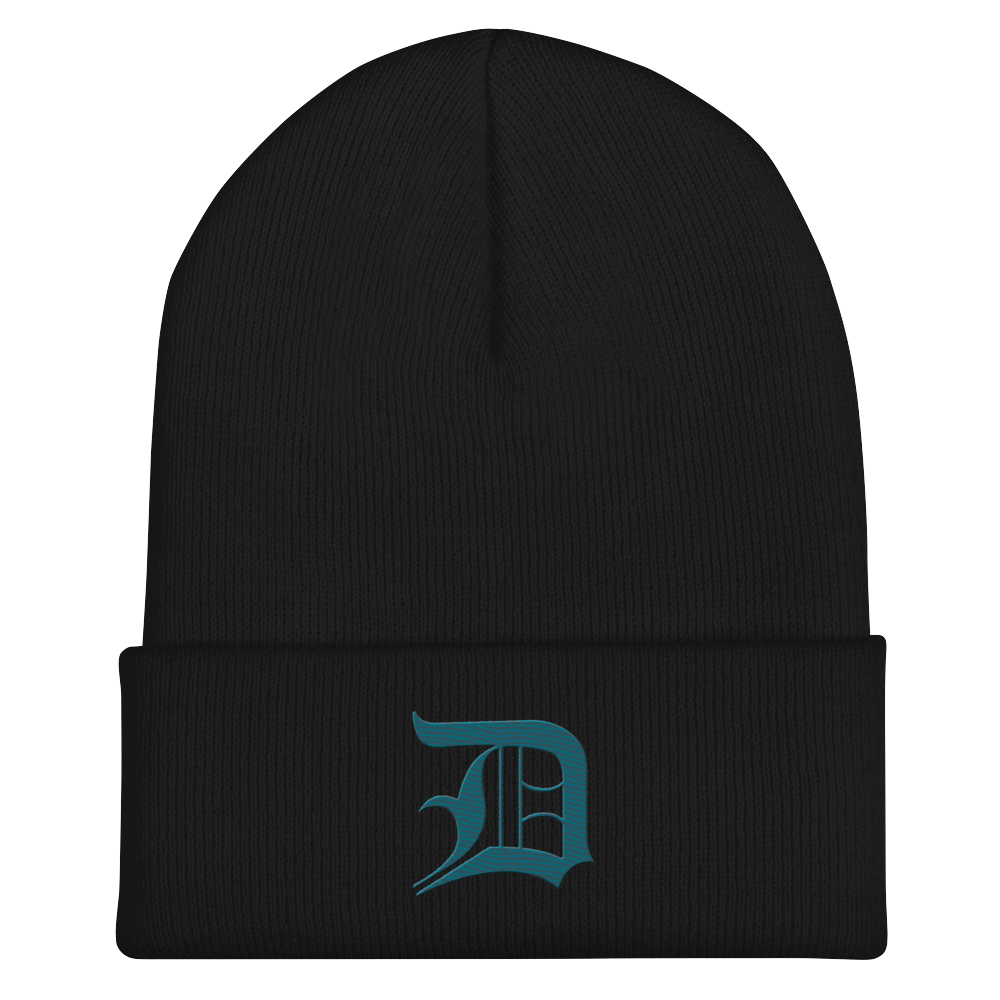 Detroit 'Old English D' Cuffed Beanie (Auburn HIlls Teal)