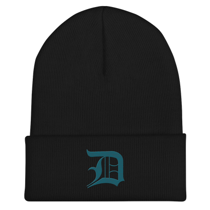 Detroit 'Old English D' Cuffed Beanie (Auburn HIlls Teal)