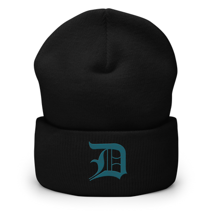 Detroit 'Old English D' Cuffed Beanie (Auburn HIlls Teal)