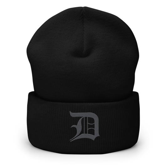 Detroit 'Old English D' Cuffed Beanie (Iron Ore Grey)