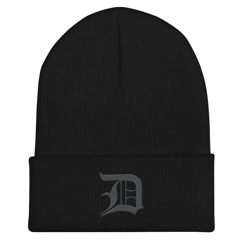 Detroit 'Old English D' Cuffed Beanie (Iron Ore Grey)