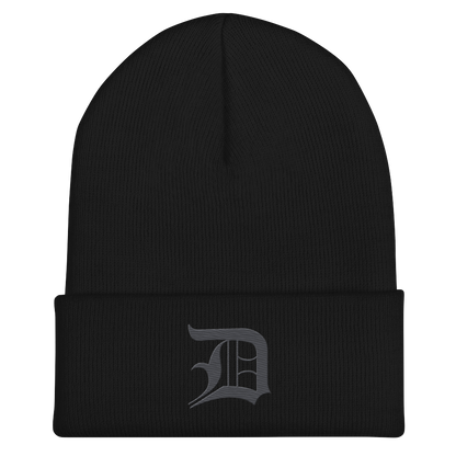 Detroit 'Old English D' Cuffed Beanie (Iron Ore Grey)