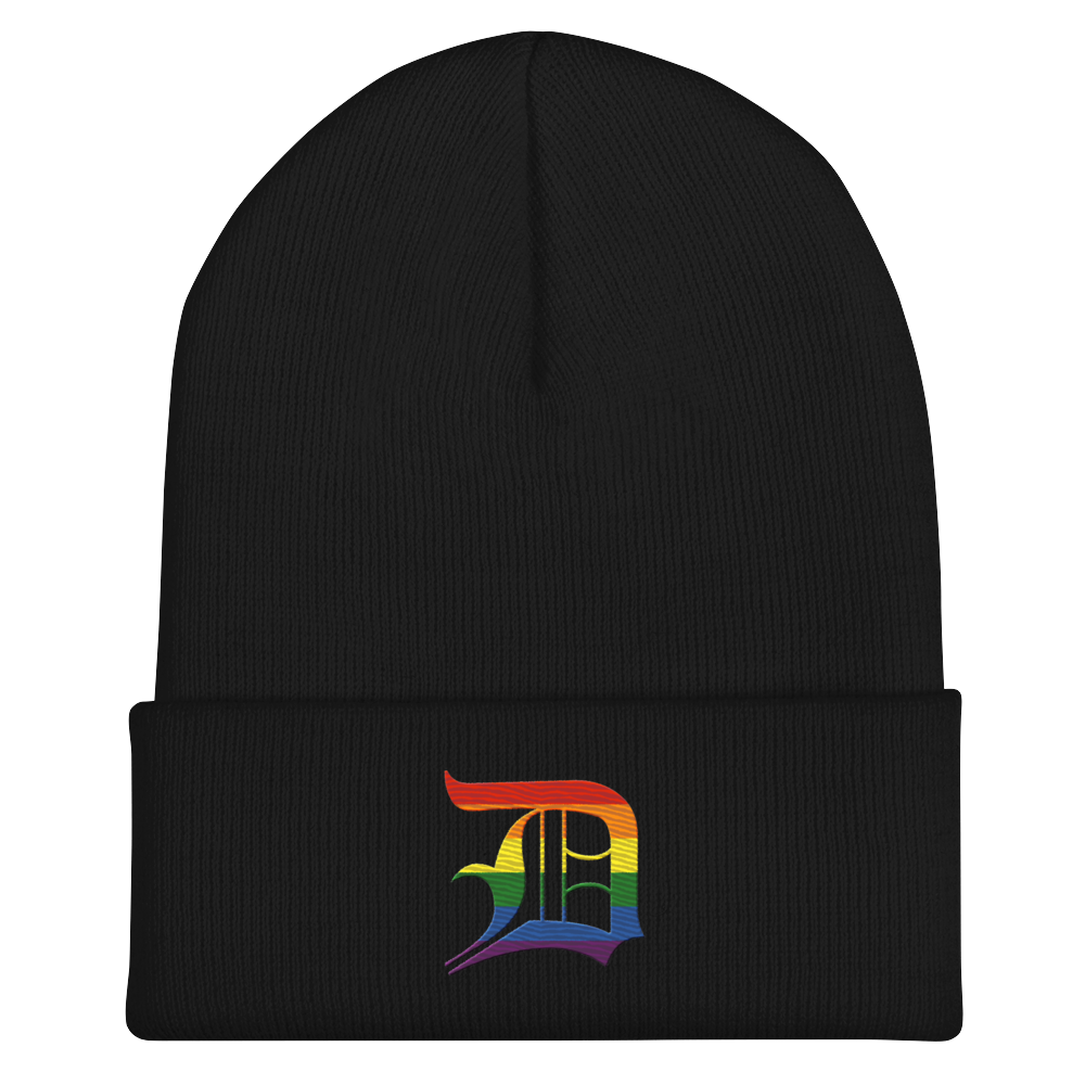 Detroit 'Old English D' Cuffed Beanie (Rainbow Pride Edition)